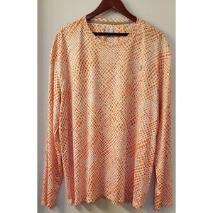 Reel Legends Fishing Shirt XXL Snakeskin Pattern Print Orange Coral on White